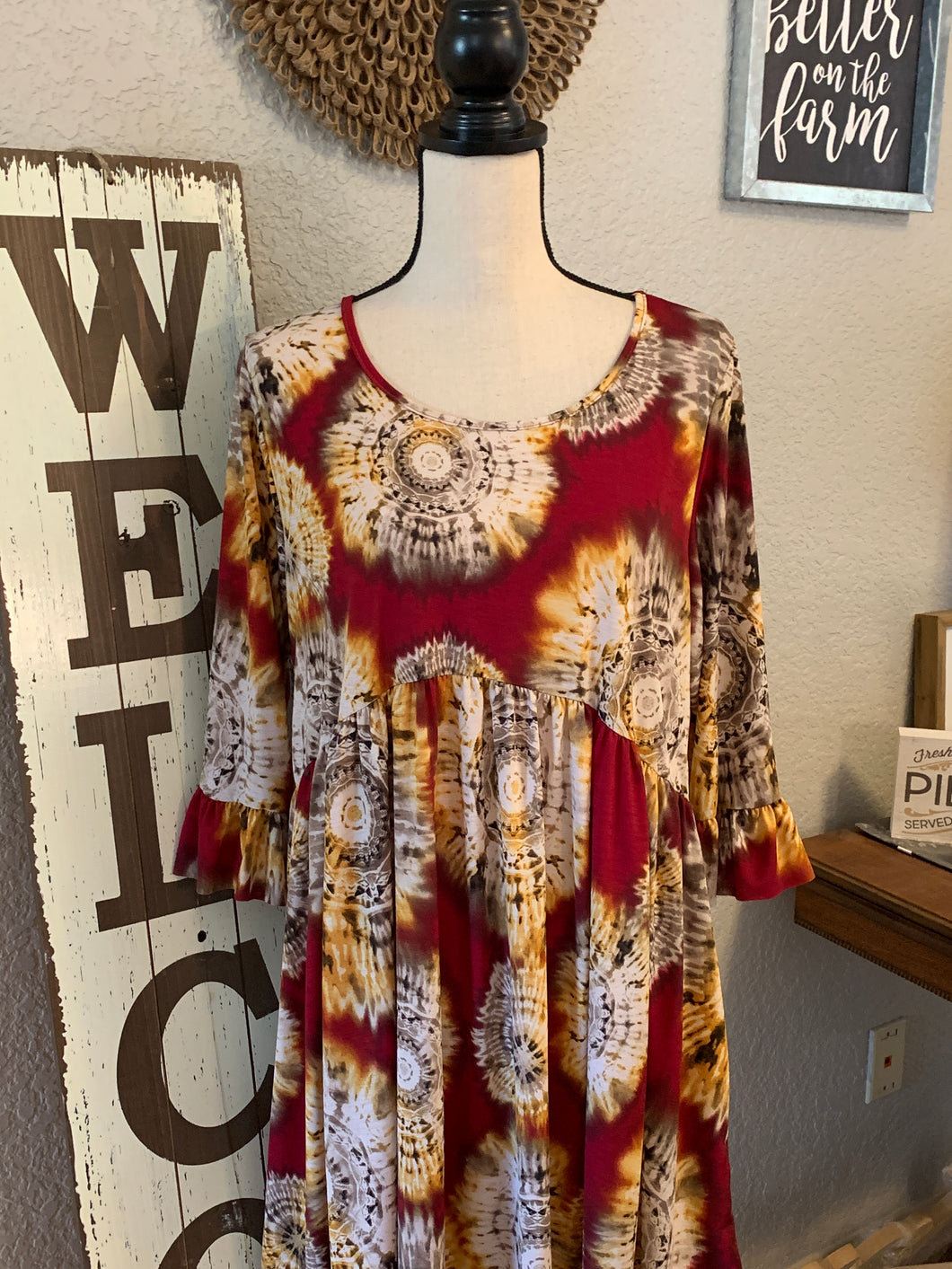 Tie dye medallions dress