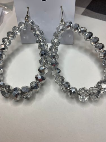 Silver/white ombré beaded earrings