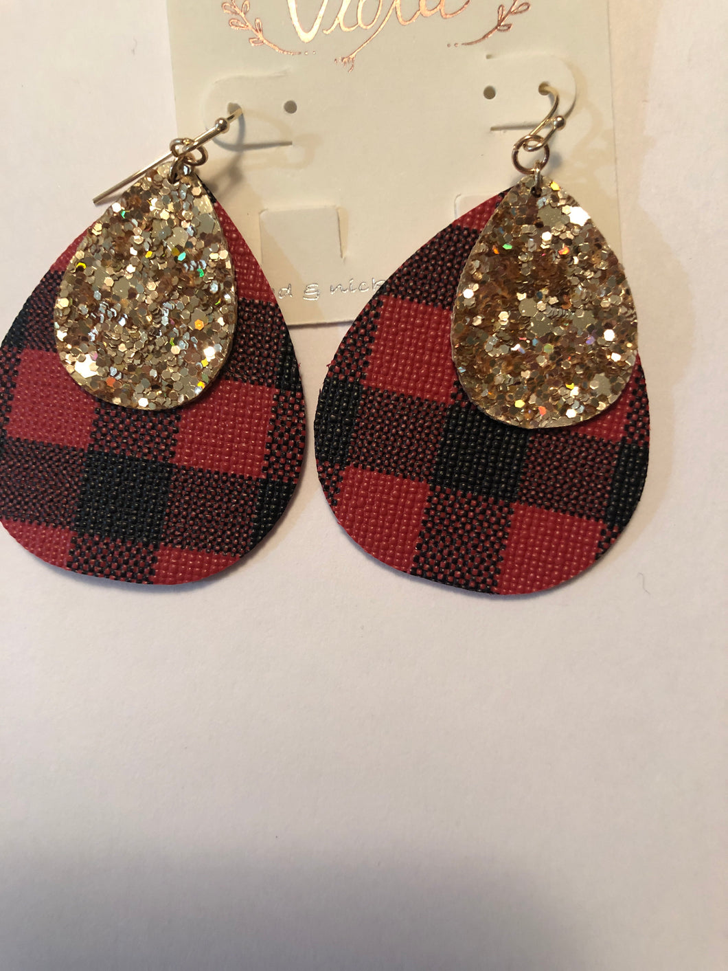 Earrings plaid and bling