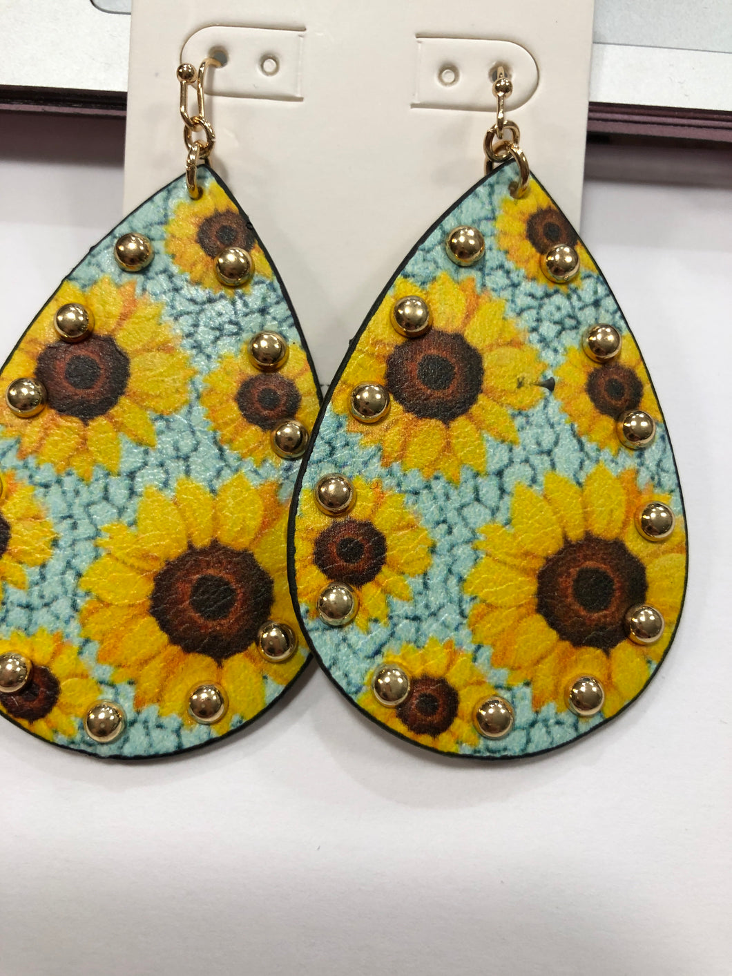Sunflower teardrop earrings