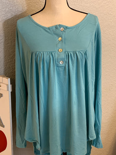 Ash mint full sleeve button top
