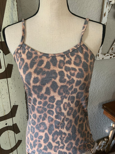 Spaghetti strap cheetah tank