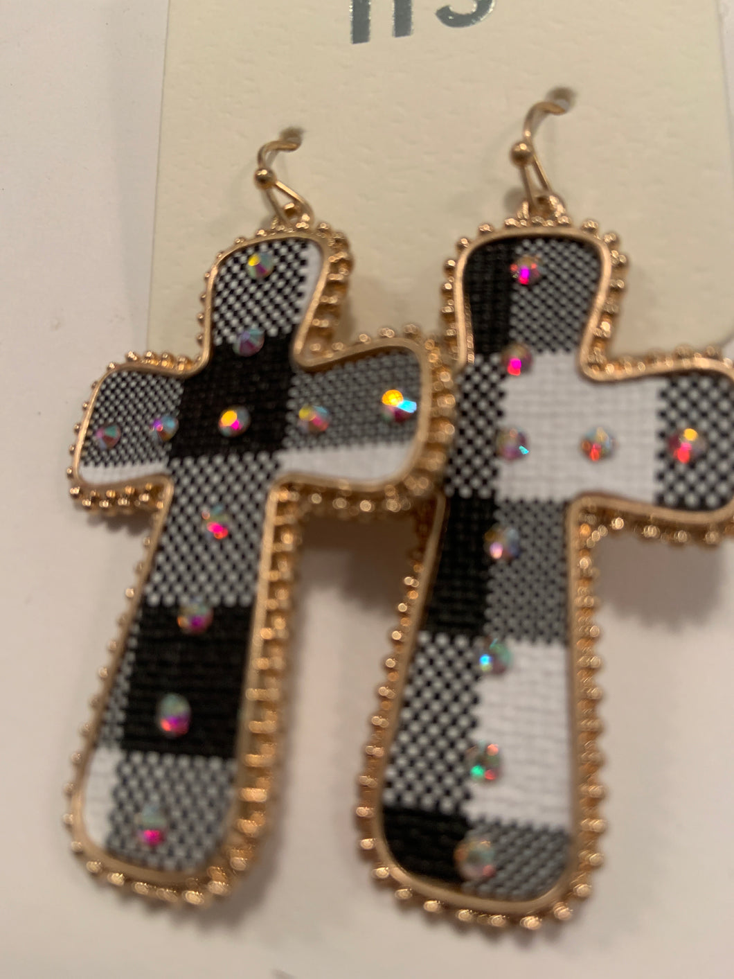 Black plaid earrings