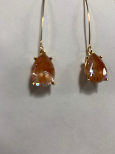 Peach translucent long earrings