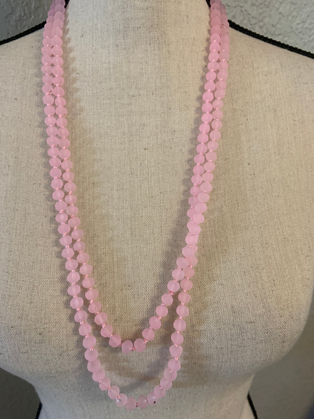Matt pink 60 inch beads