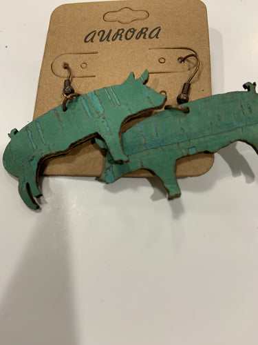 Green pig earrings