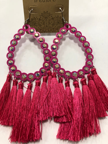 Pink tassel earrings