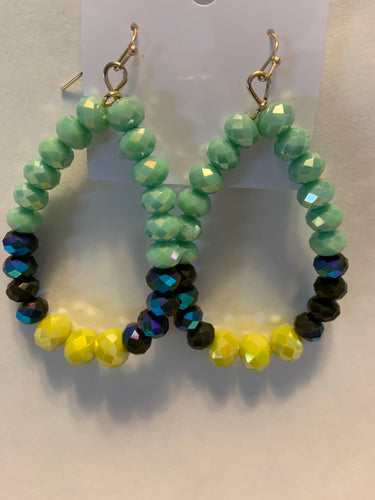 Mint Oil slick and yellowbeaded earrings