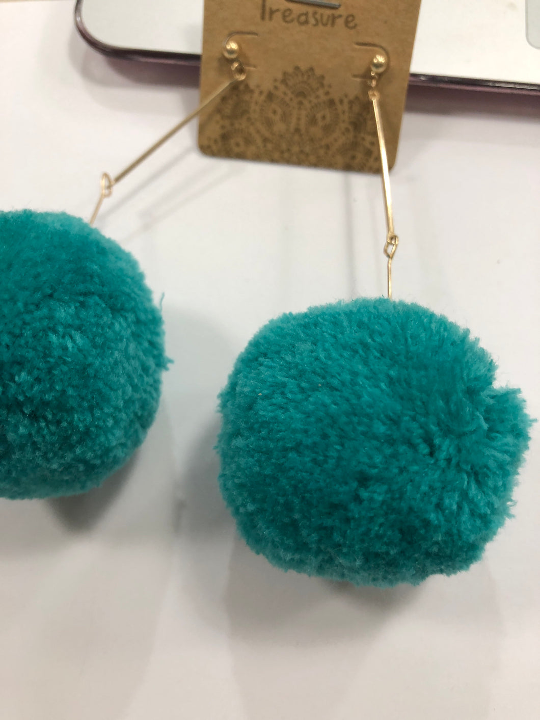 Teal dingle earrings