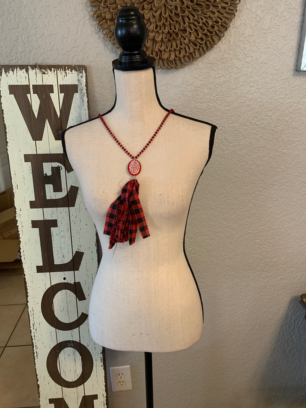 Buffalo plaid necklace