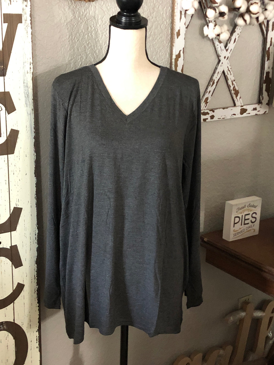 Gray long sleeve top