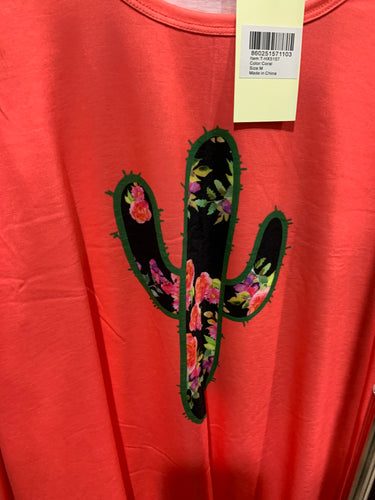 Coral with cactus top