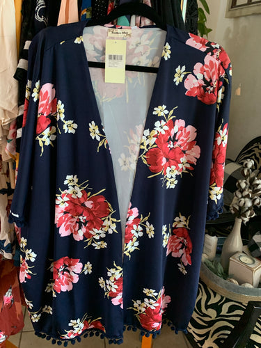 Navy floral kimono