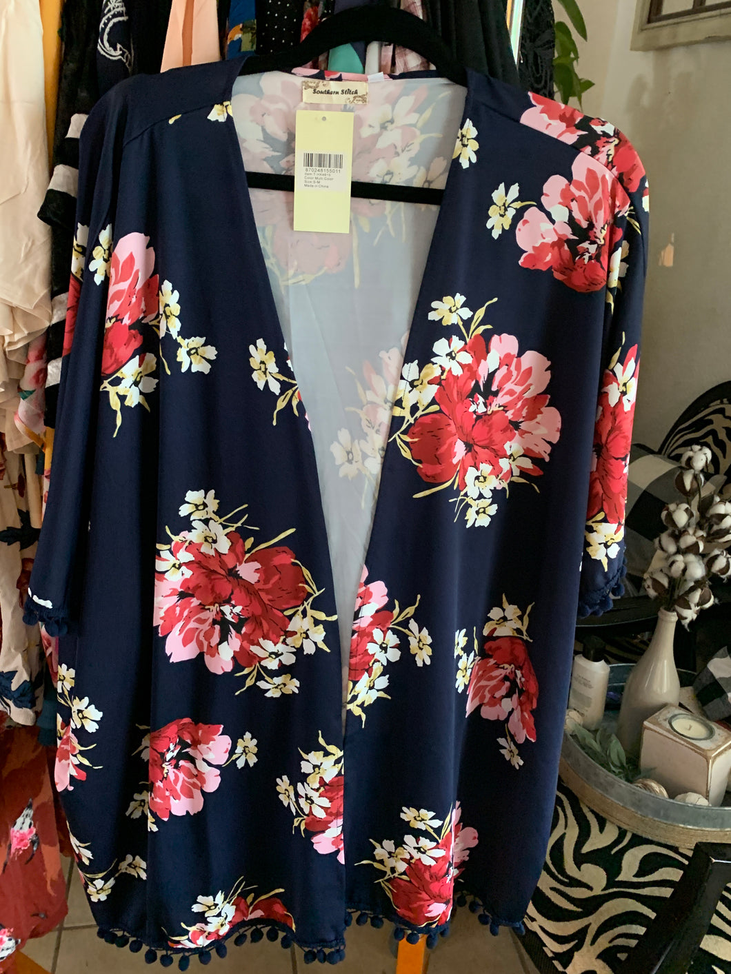 Navy floral kimono