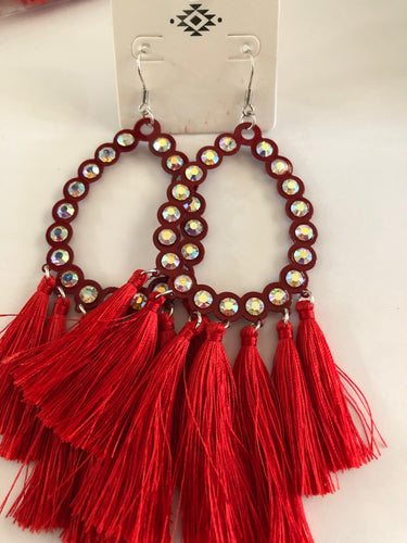 Red lg tassel earrings