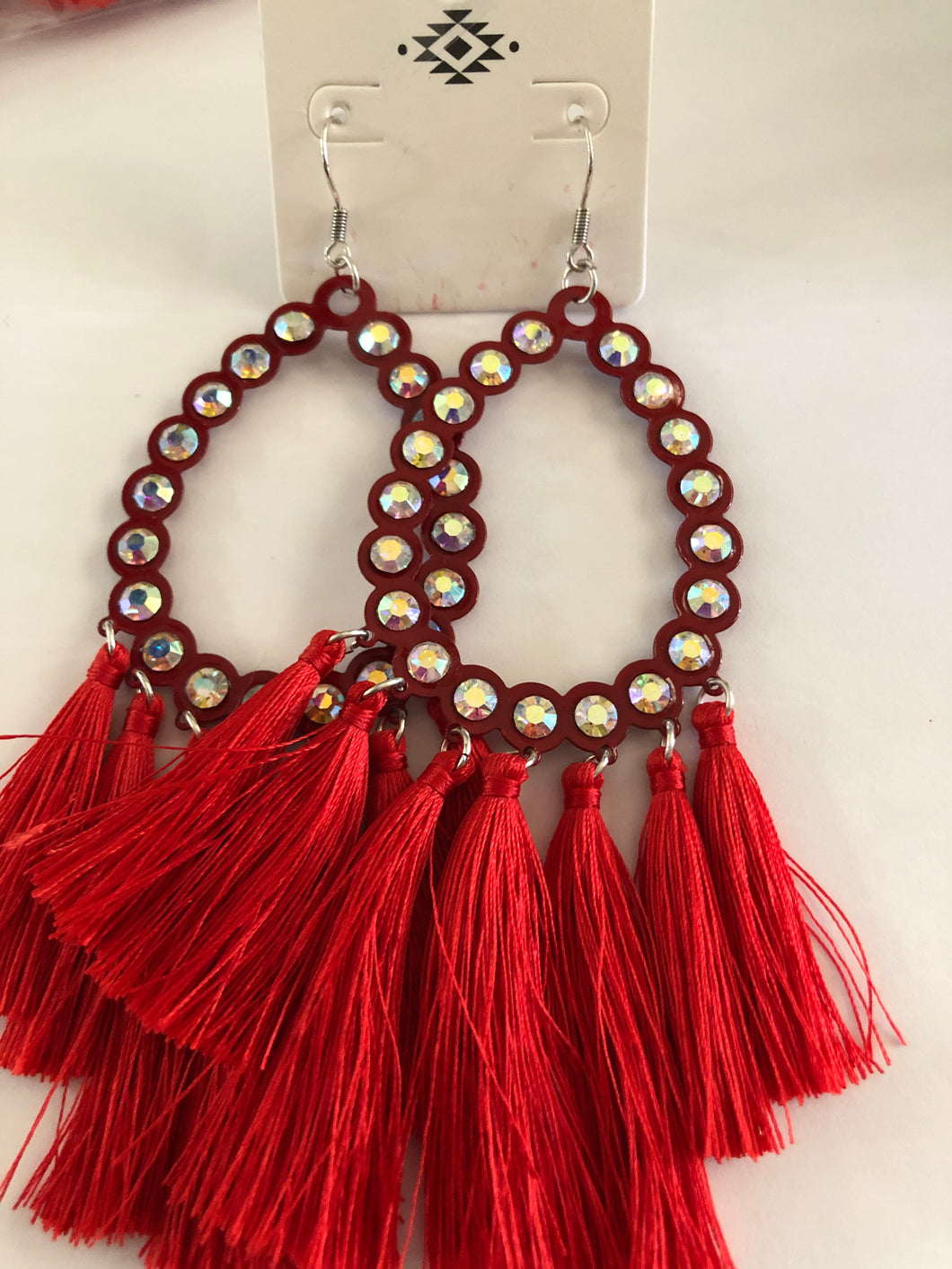 Red lg tassel earrings