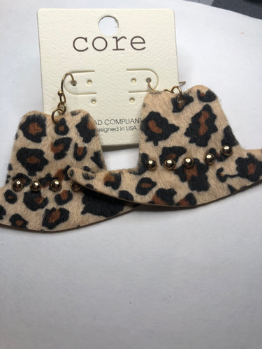 Cheetah hat earrings
