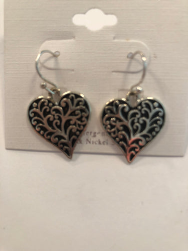 Silver heart earrings