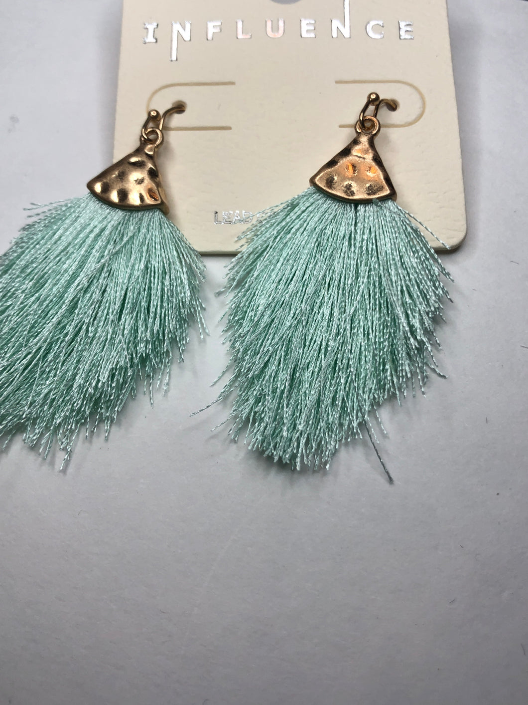 Mint mini tassel earrings