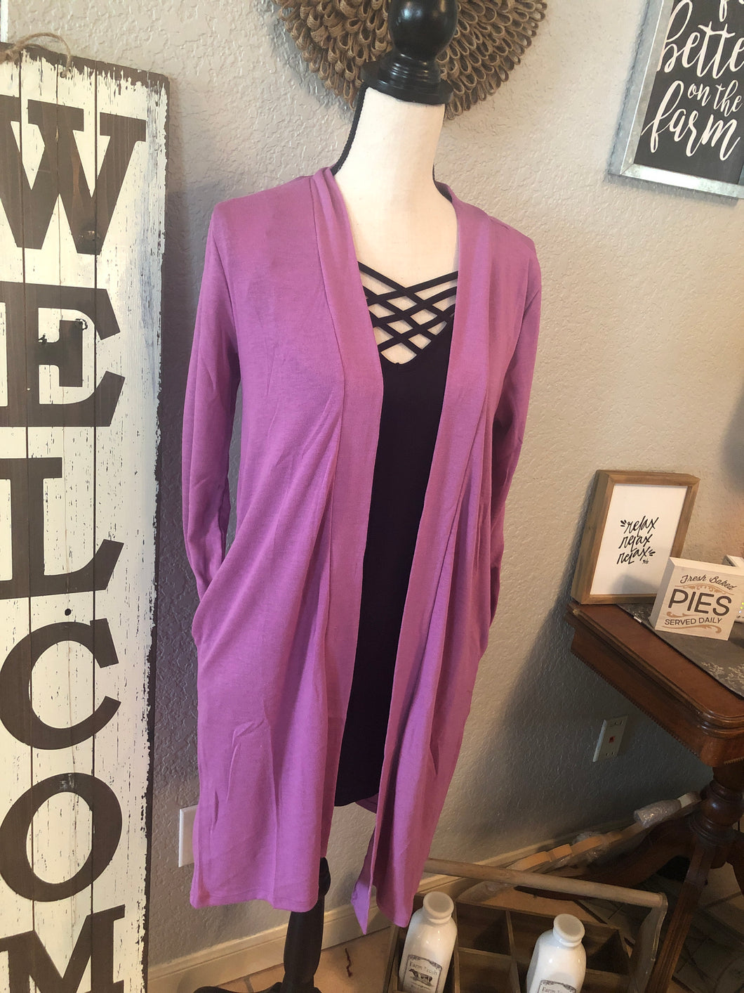 Sweater short hidden pockets orchid