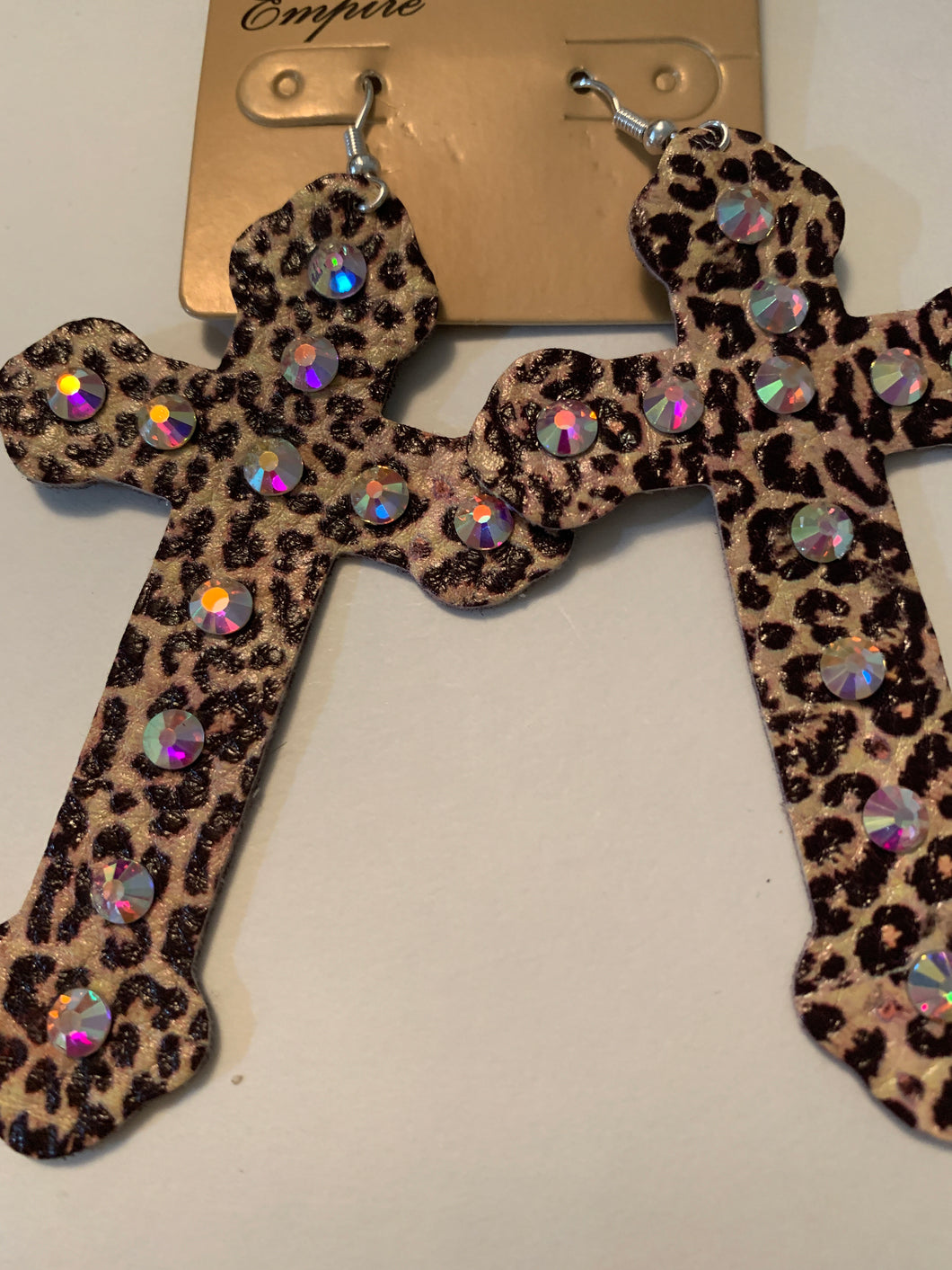 Earrings cross animal print