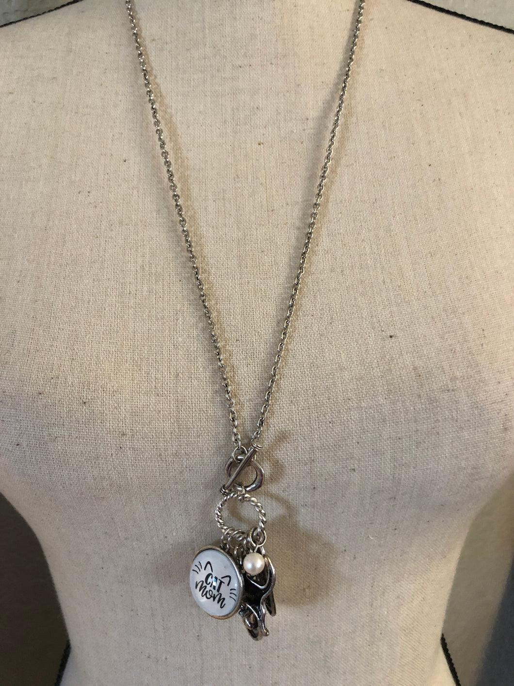 Cat mom charm necklace