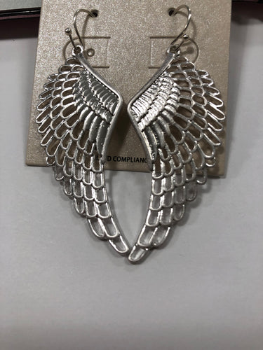 Silver angel wings earrings