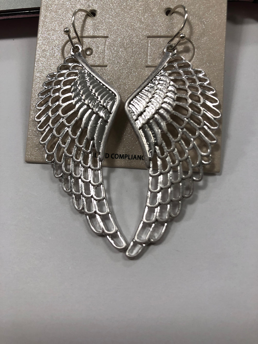 Silver angel wings earrings