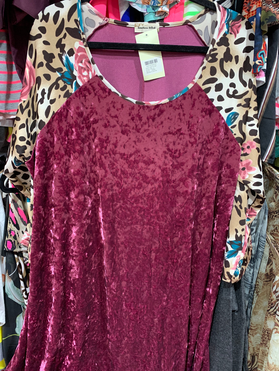 Crushed velvet floral dress