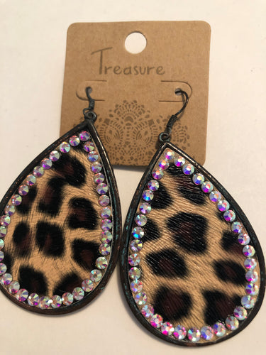 Earrings gunmetal cheetah