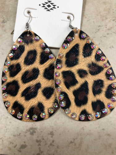 Leopard bling earrings