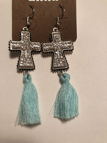 Earrings bling with mint tassel