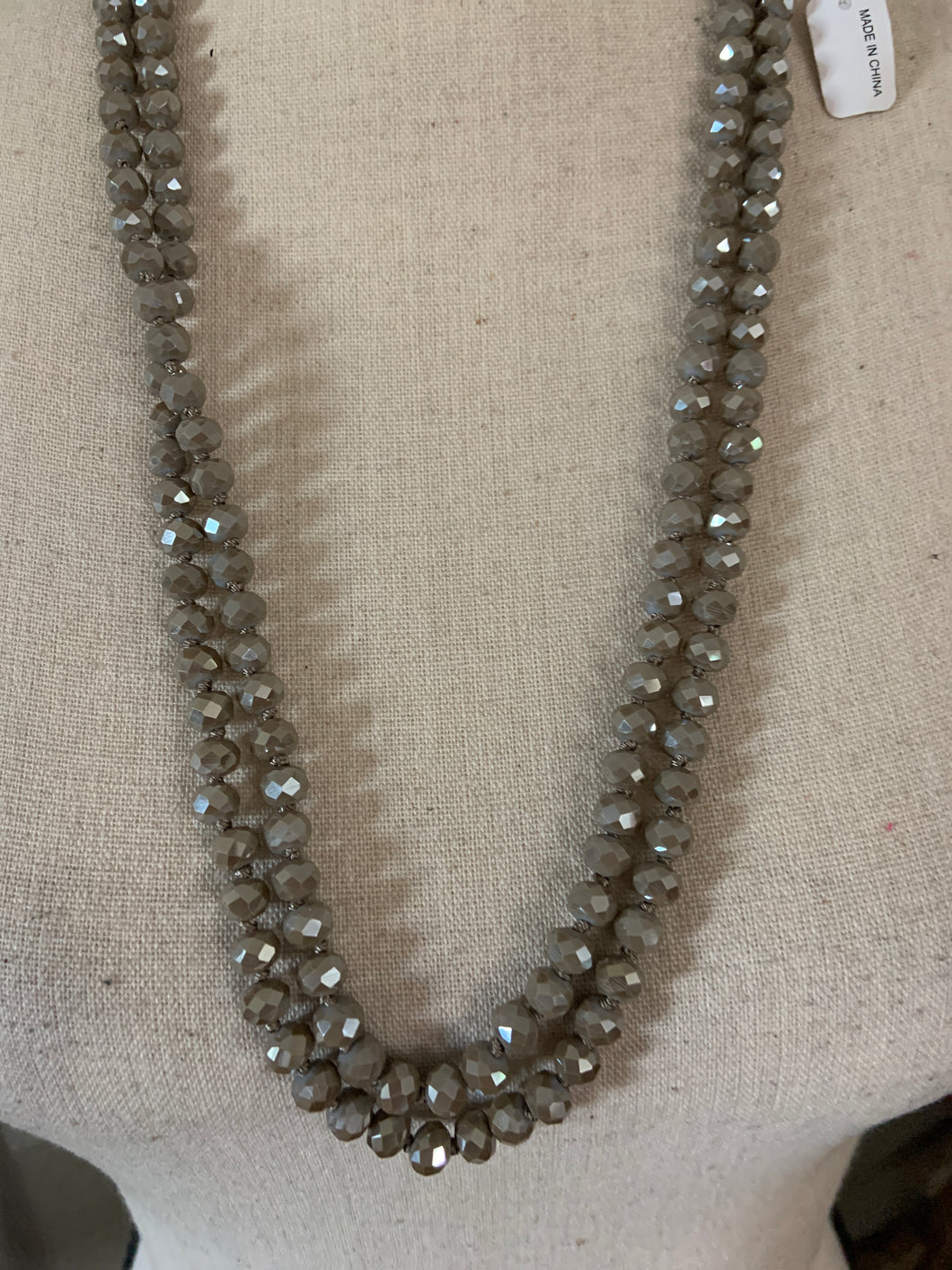 Taupe crystal beads