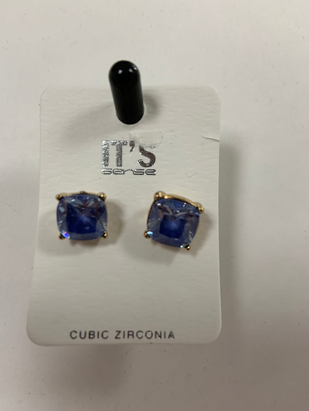 Blue square iridescent study earrings