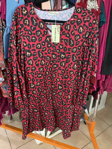 Red cheetah dress