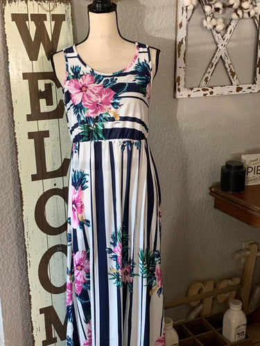 Navy floral maxi dress