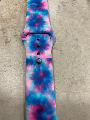 Blue and pink tie dye Apple Watch band 42/44