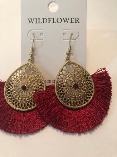 Earrings red tassel