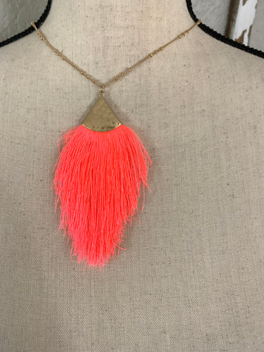 Hot pink tassel necklace