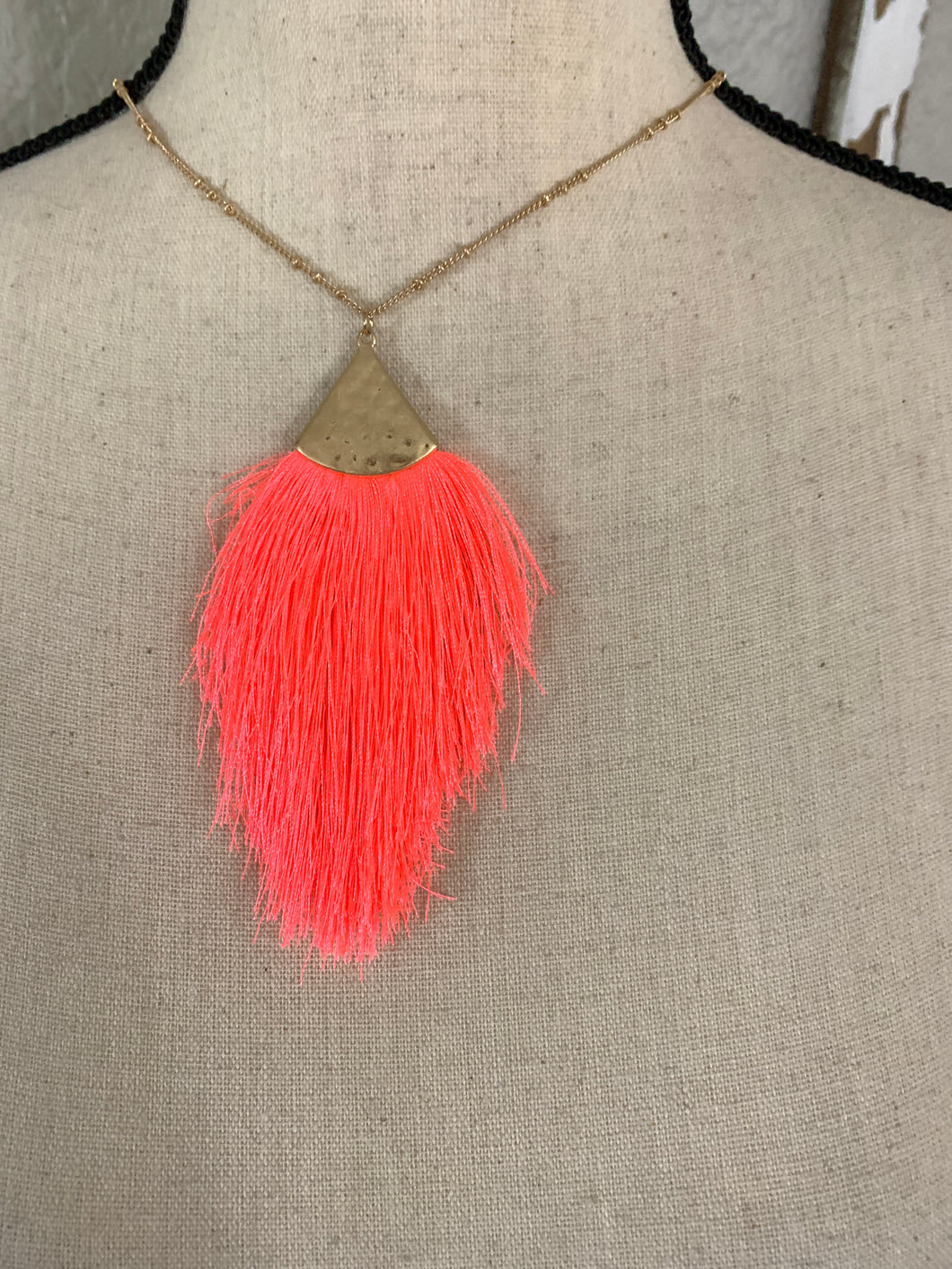 Hot pink tassel necklace