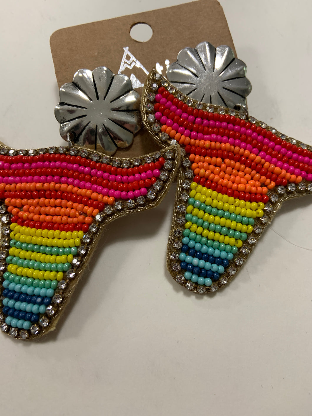 Serape bullhead beaded earrings