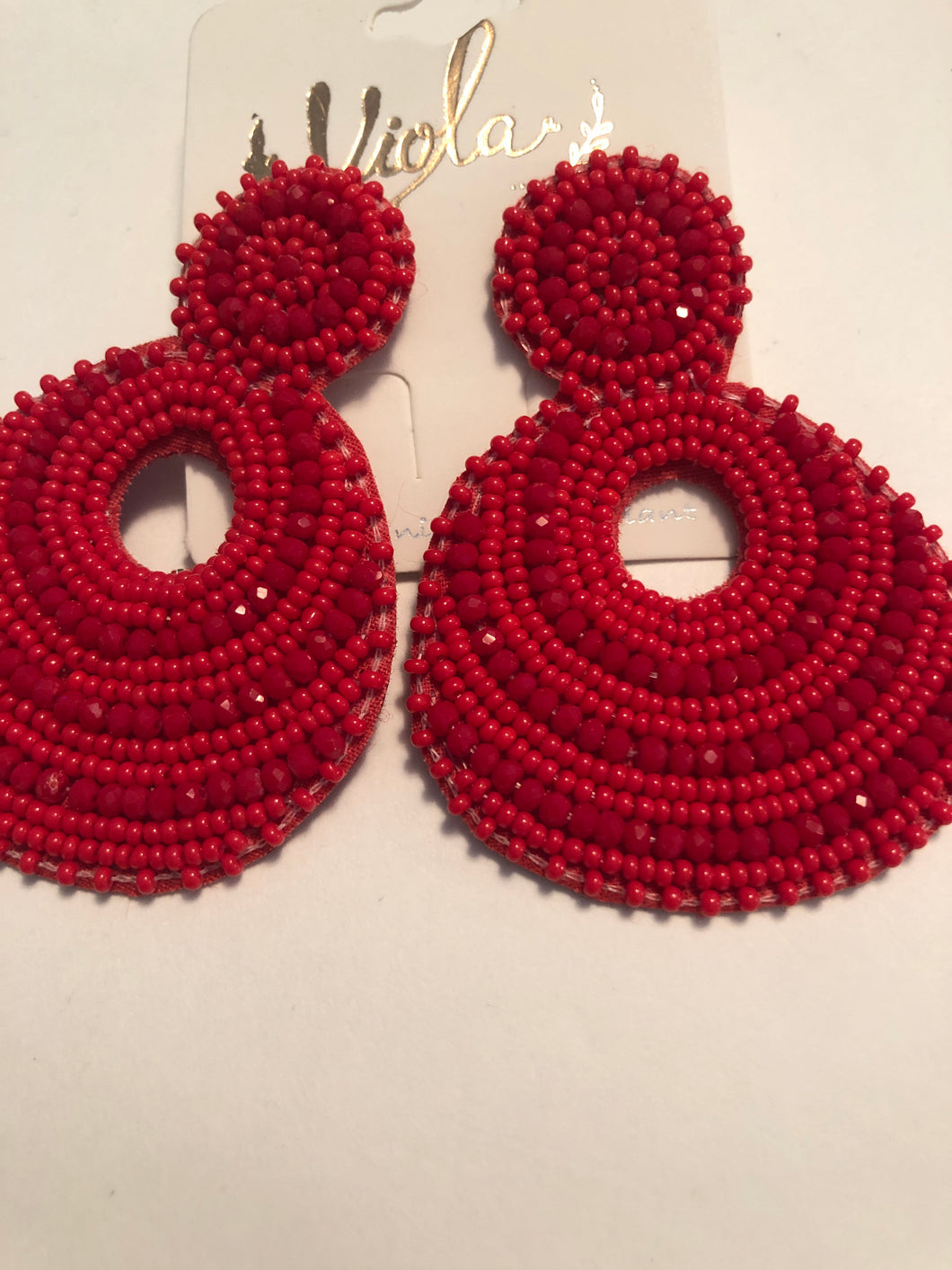 Earrings beaded red