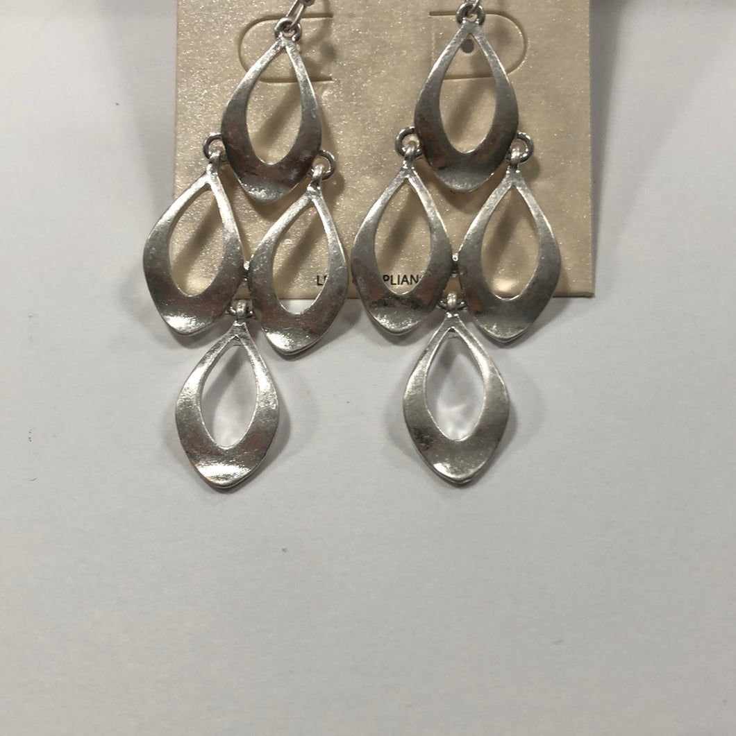 Brushed silver chandelier earrings