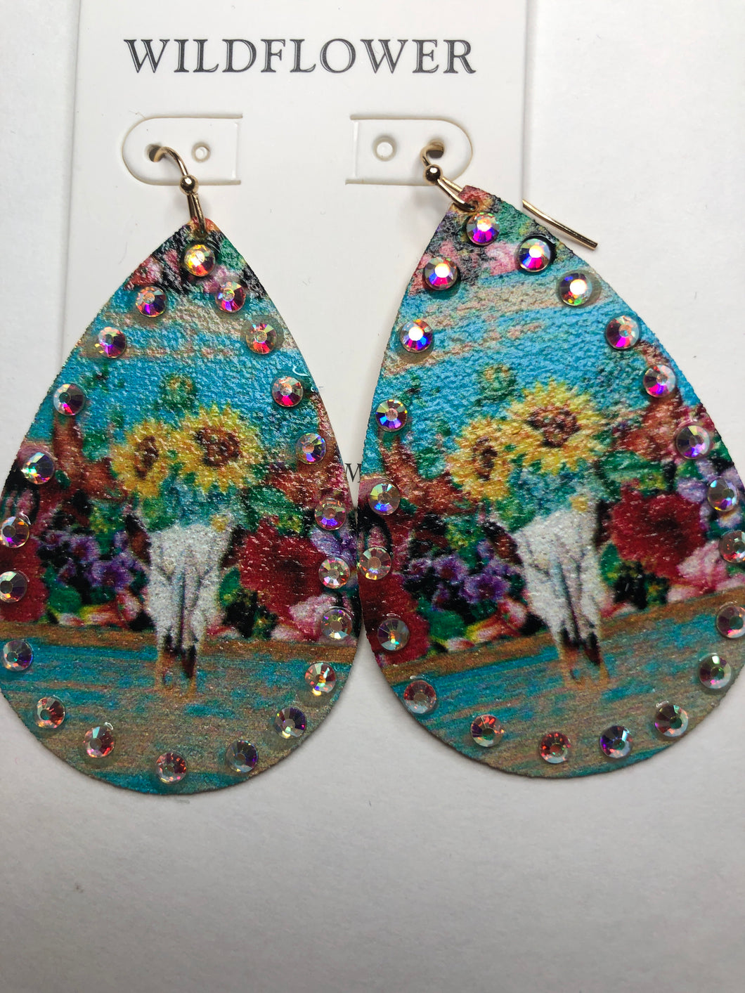 Turquoise bull skull earrings