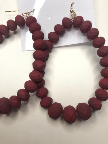 Burgundy beaded earrings