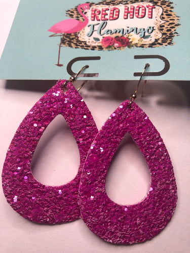 Hot pink teardrop earrings 678