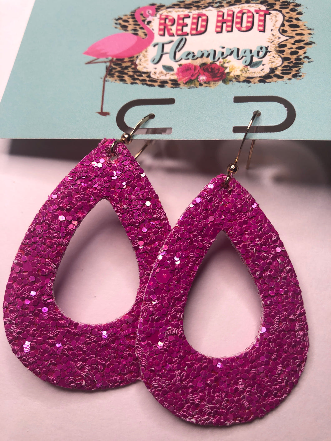 Hot pink teardrop earrings 678