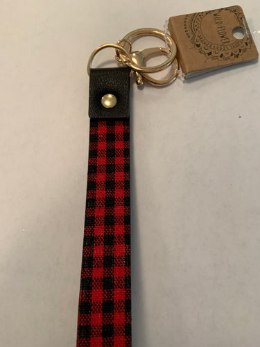 Plaid keychain gold tone