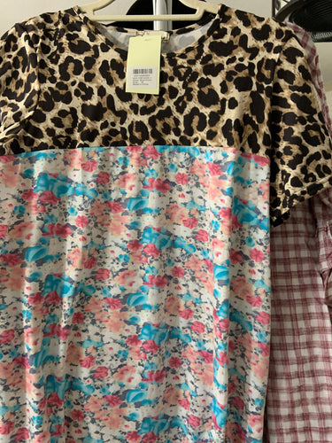 Cheetah and floral baby doll top