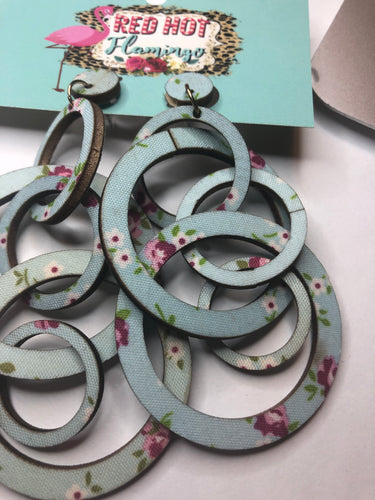 Mint floral shabby chic earrings